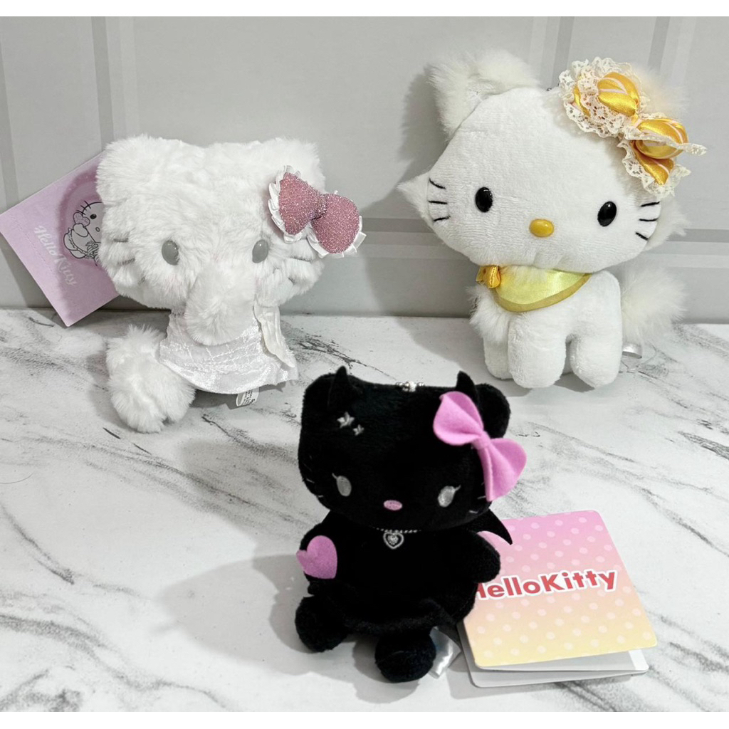 Boneka Plushie Ganci Hello Kitty Angel Devil Series White, Hello Kitty Black Xoxo Gyal Series, & Cha