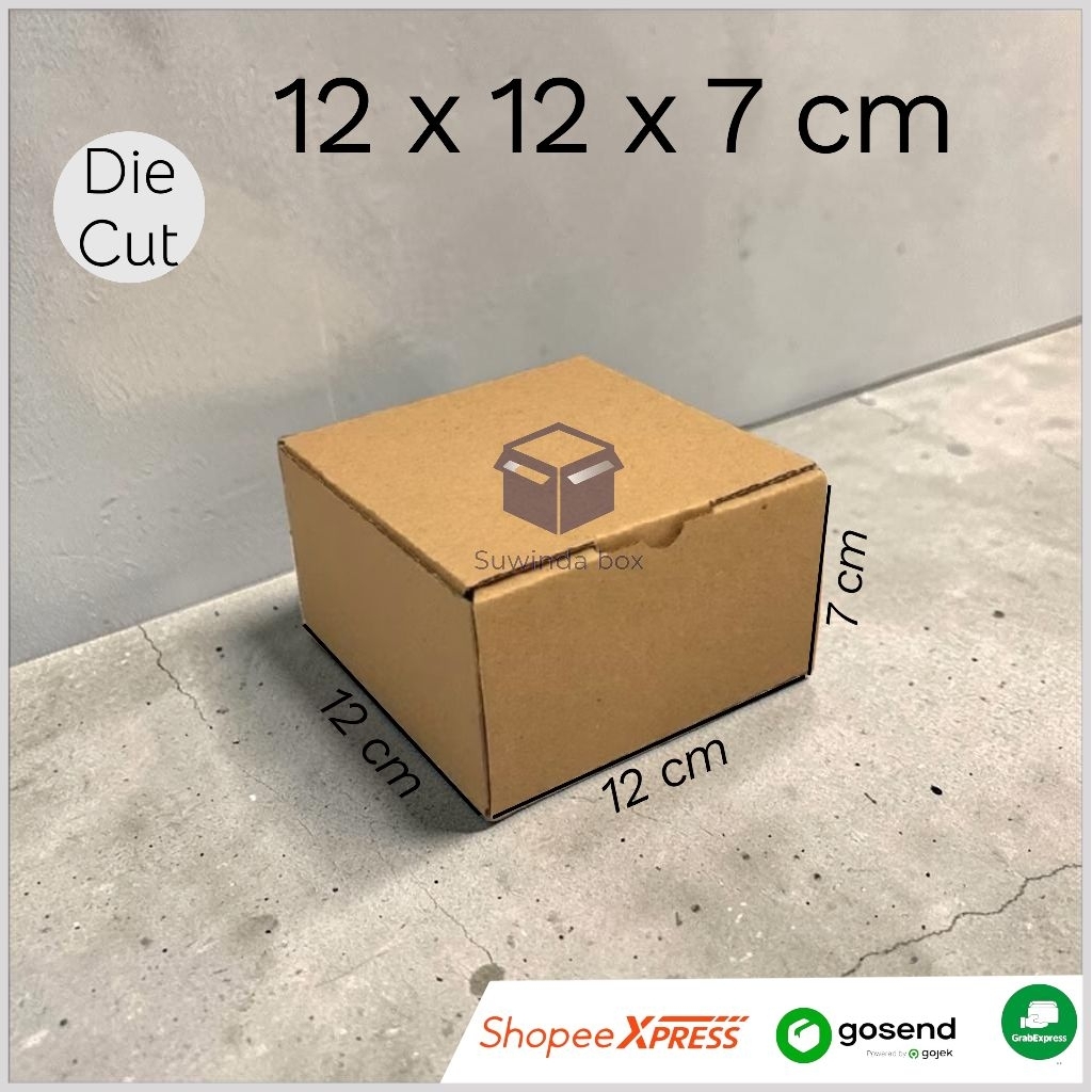 kardus ukuran 12x12x7 cm karton box die cut polos