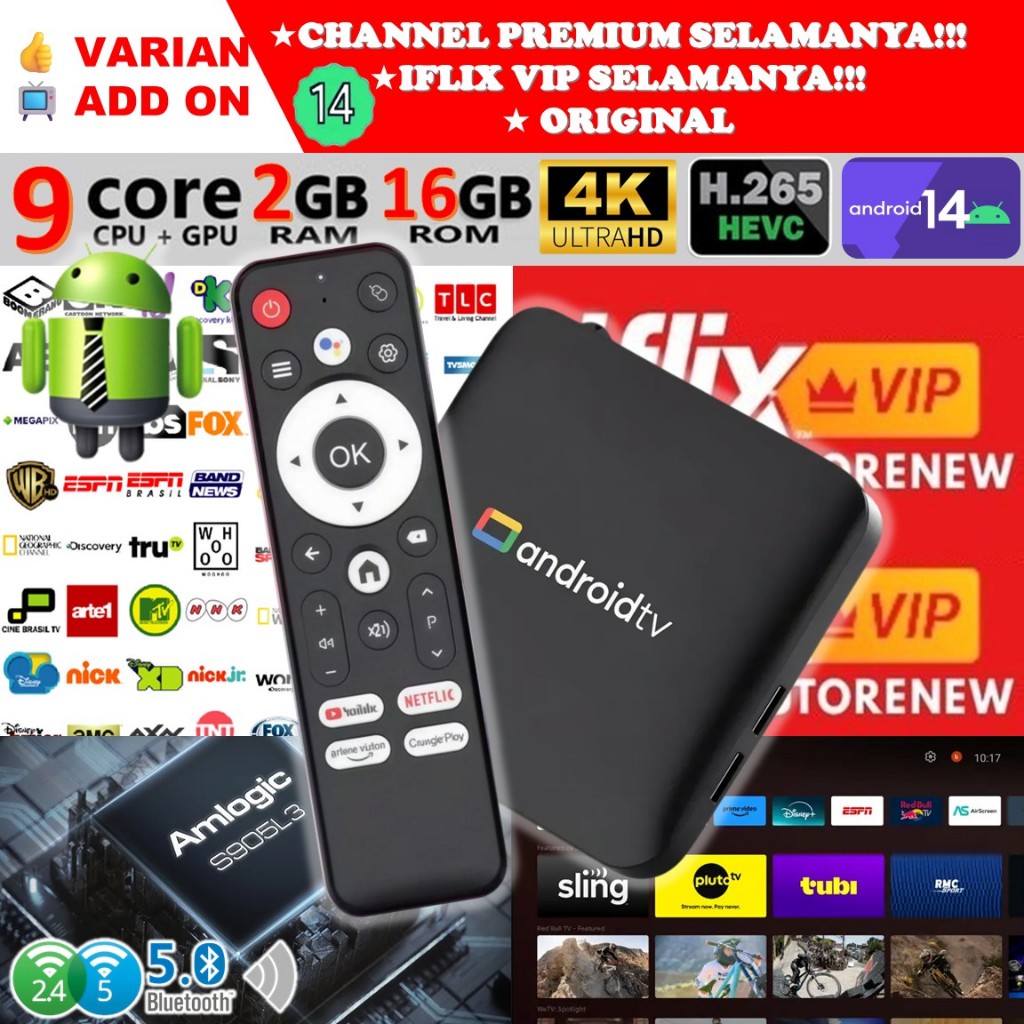 STB Android 14 Smart TV Box Android H96 MAX S905L3 Voice Remote Ram 2GB Rom 8GB 2/8