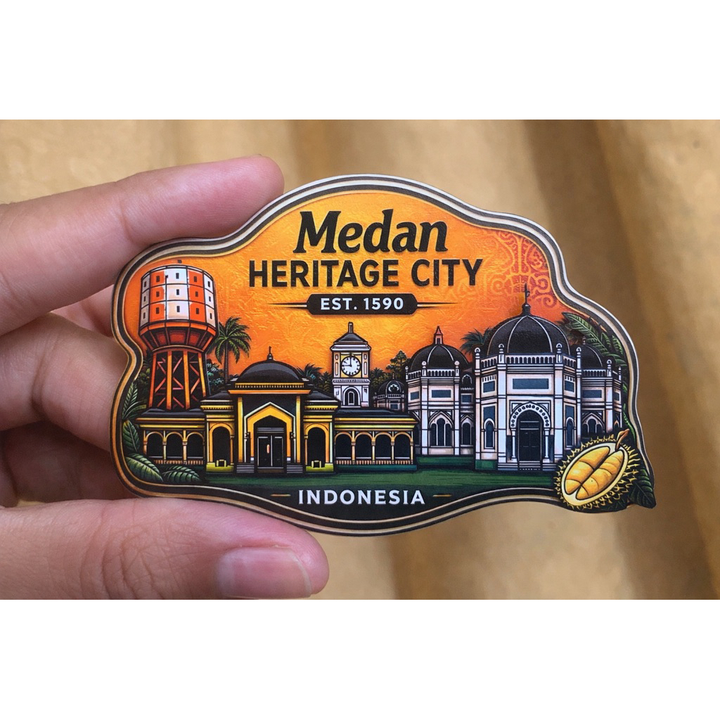 TEMPELAN KULKAS KHAS MEDAN FRIDGE MAGNET MEDAN CITY SOUVENIR KHAS MEDAN