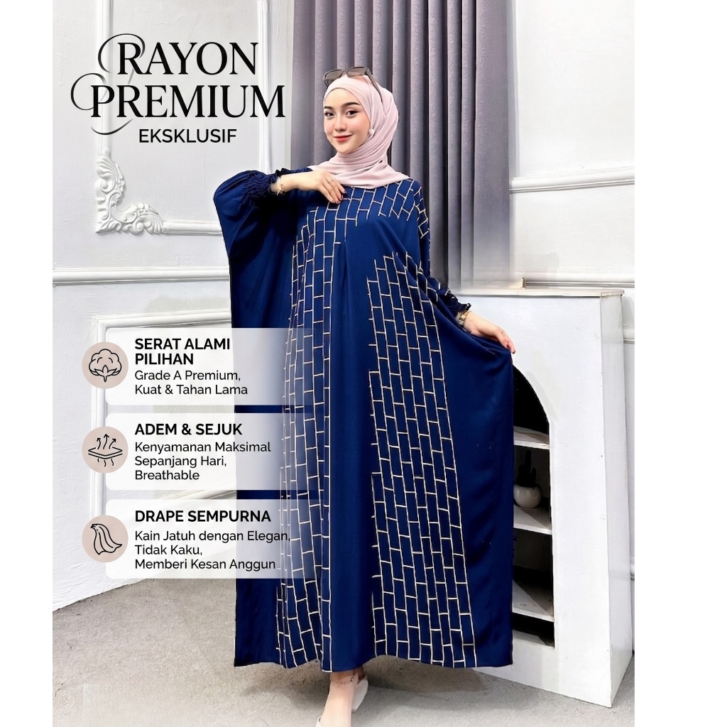-Gamis Kaftan Panjang Busui Dress Nyaman Motif Batik Ld Jumbo Abaya Rayon Premium Super Tebal Arab C