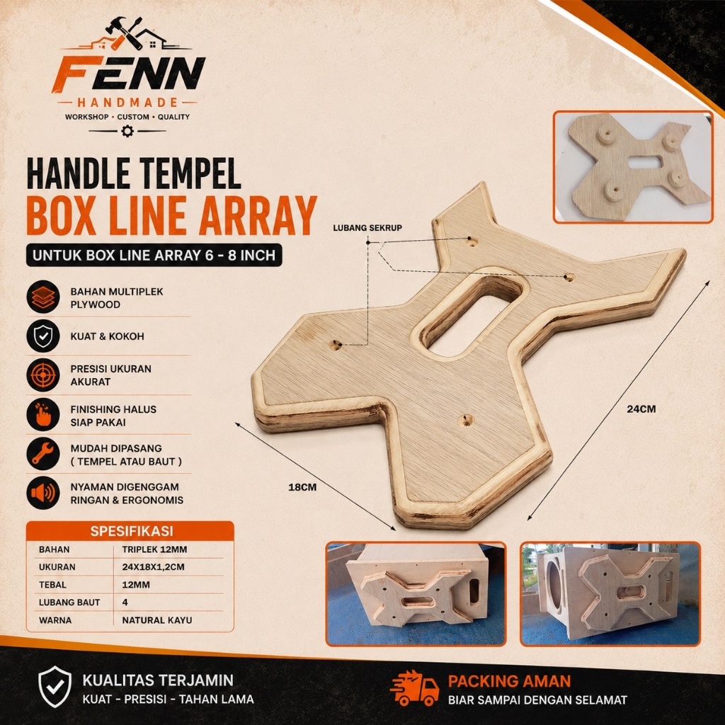 HANDLE KAYU TRIPLEK TEMPEL BOX LINE ARRAY 6 8 INCH