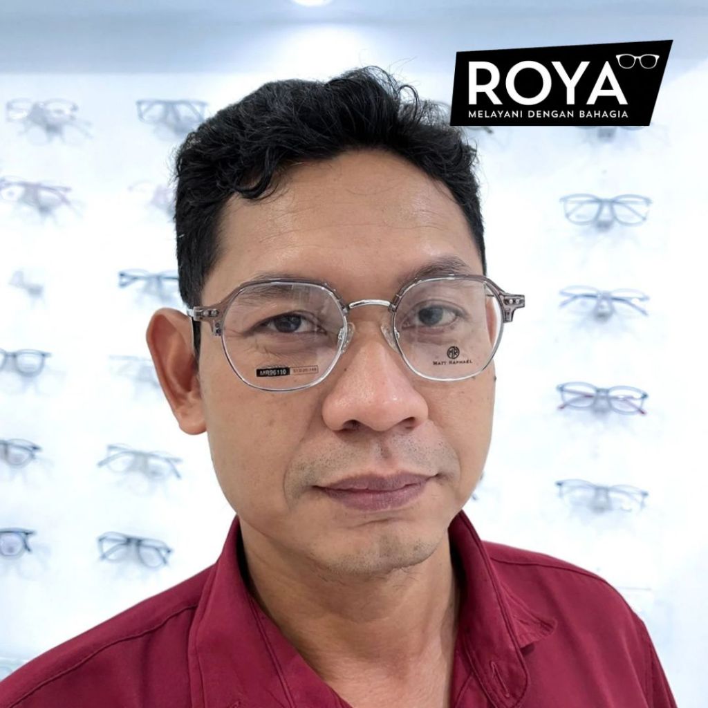 ROYA - Kacamata Oval Titanium Premium Matt Raphael MR96110 Kokoh Kuat Ringan Untuk Pelajar Kuliah Ko