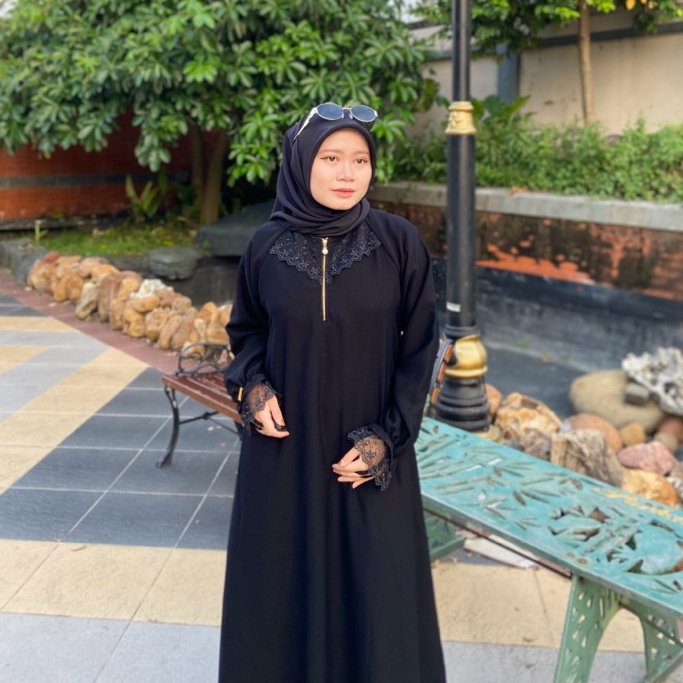 Abaya Arumi Bassic Abaya Hitam Jetblack  Original