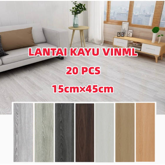 Paket 20 Pcs Stiker Lantai Vinyl Kayu Parquet Dengan Lem PVC High Quality Vinyl Lantai Parket Kayu