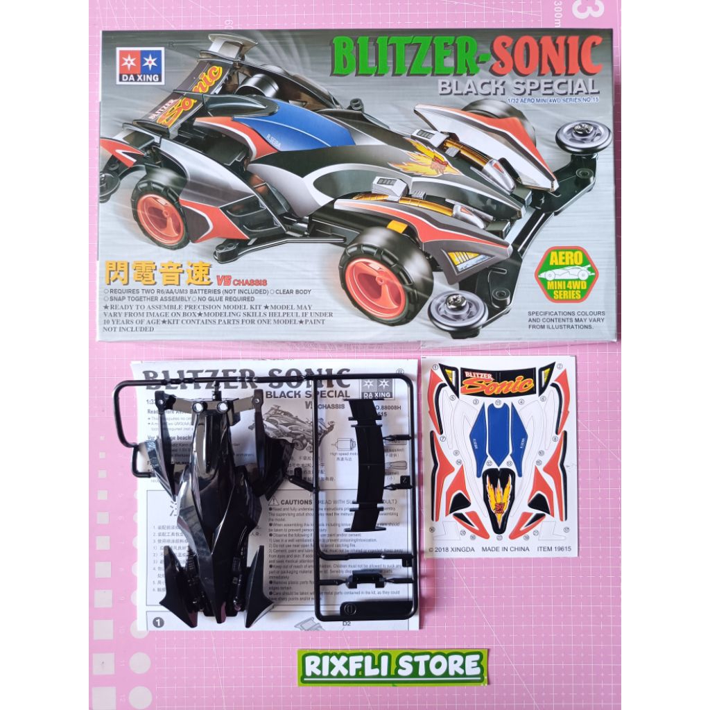 Body Tamiya KIT DAXING Series BLITZER SONIC BLACK SPECIAL Dapat Box nya Part Copotan KIT DAXING