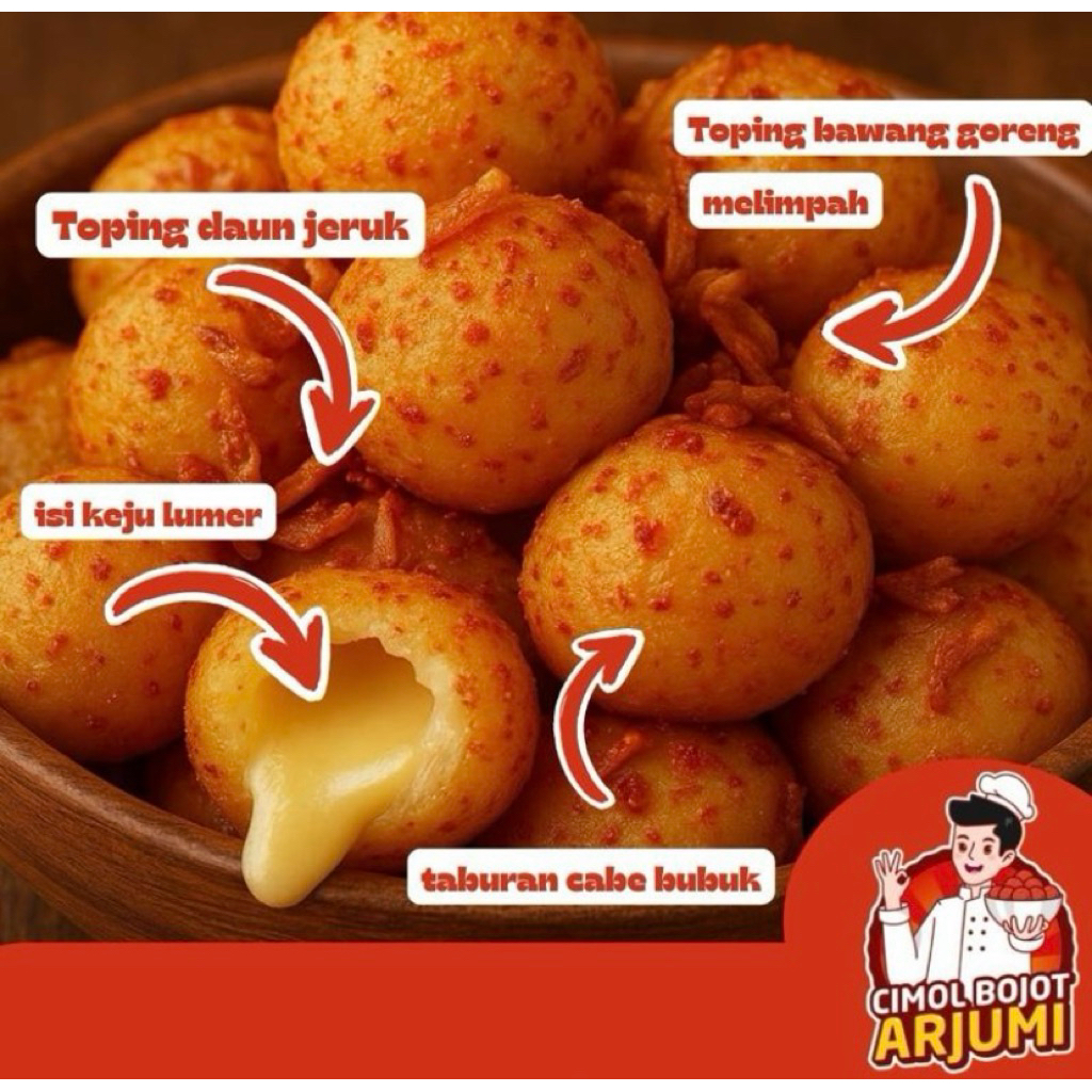 Cimol keju Frozen Arjumi 200g Rasa Original | Cimol Bojot Praktis | Snack Pedas Gurih