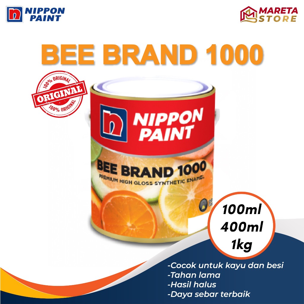 Cat Kayu dan Besi Bee Brand 1000 400ml / 0.4 Liter NIPPON PAINT Cat Kayu Besi Kecil Nipon Paint
