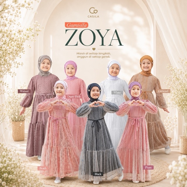 CASILA Gamisila Zoya | Gamis brukat Anak Premium | Gamis Lebaran Anak Perempuan