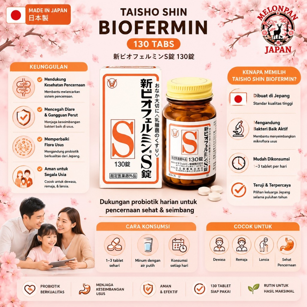 Taisho Shin Biofermin S 130 tabs - untuk Pencernaan Japan