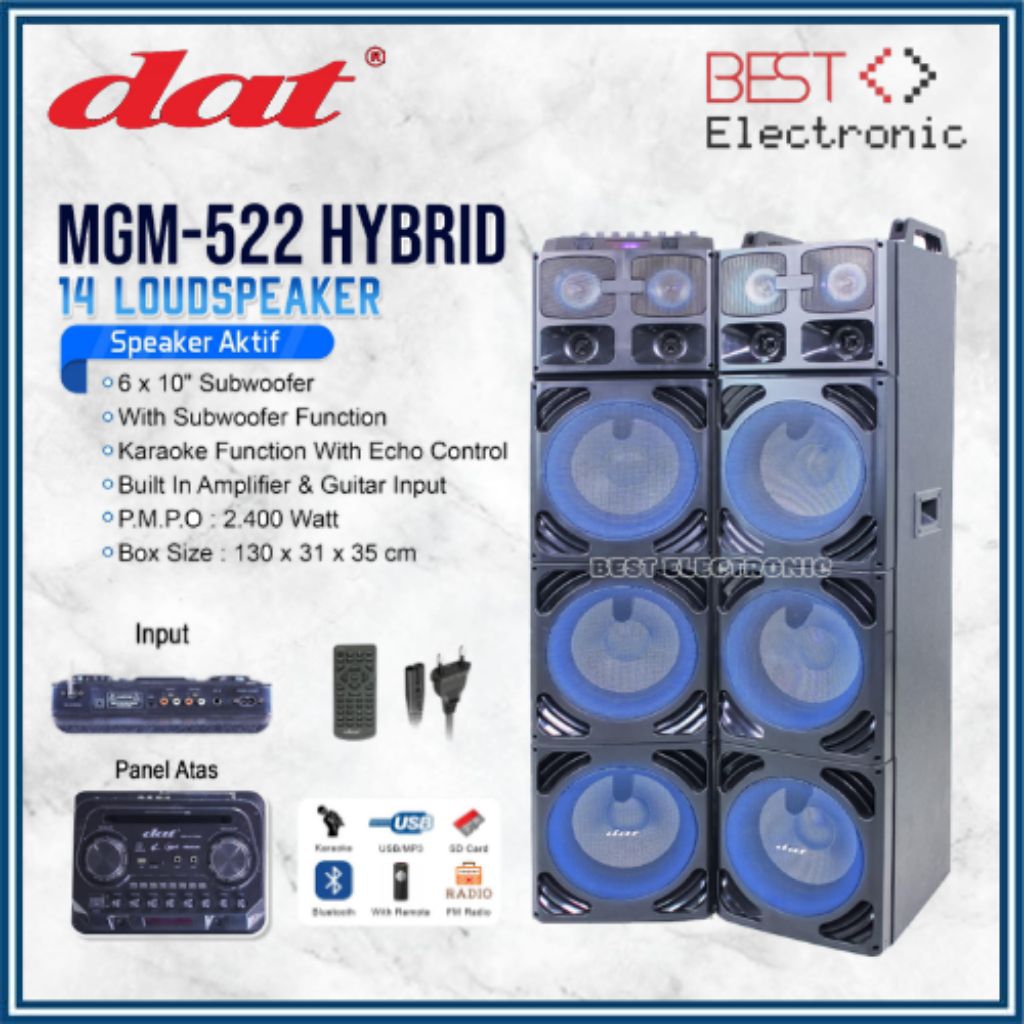 DAT MGM-522 HYBRID LOUDSPEAKER AKTIF 6 SUBWOOFER 10 INCH FULL BASS