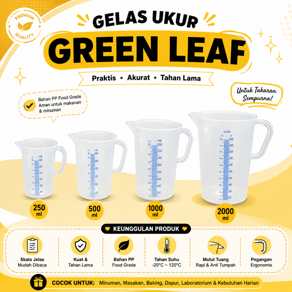 Gelas Takar Gelas Ukur Plastik Takaran Air Mug Ukur Literan Plastik Teko Takaran Air Meausuring Cup
