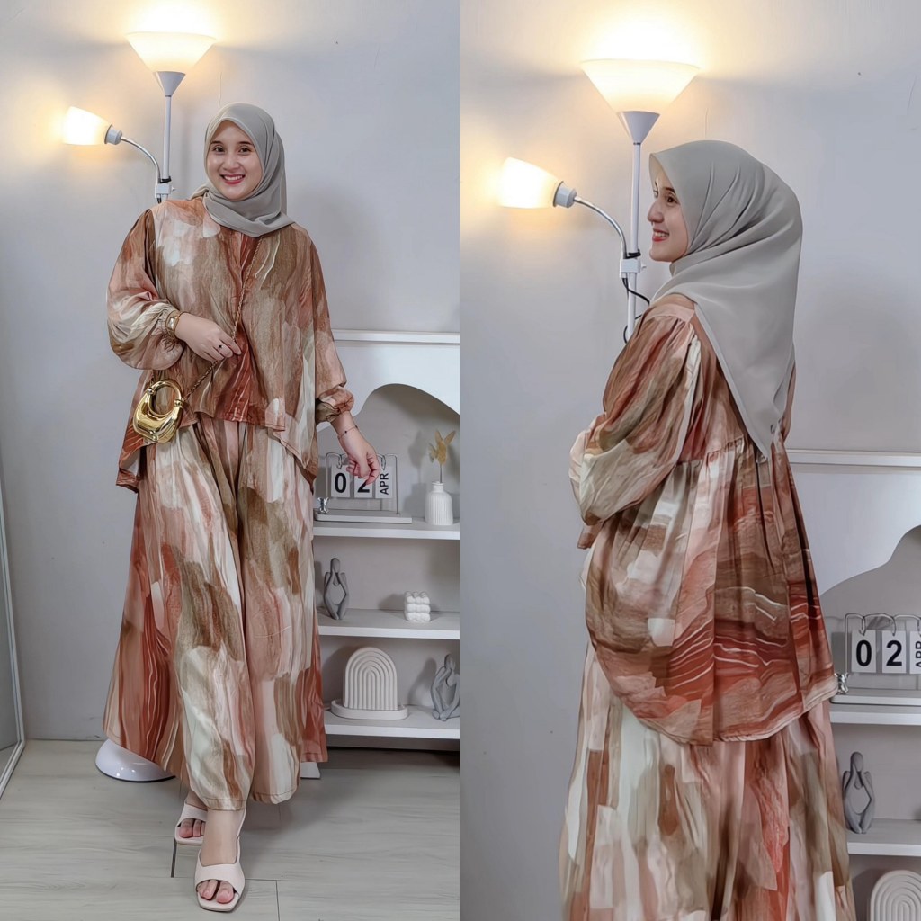 setelan Lengan Balon OneSet Rayon Premium