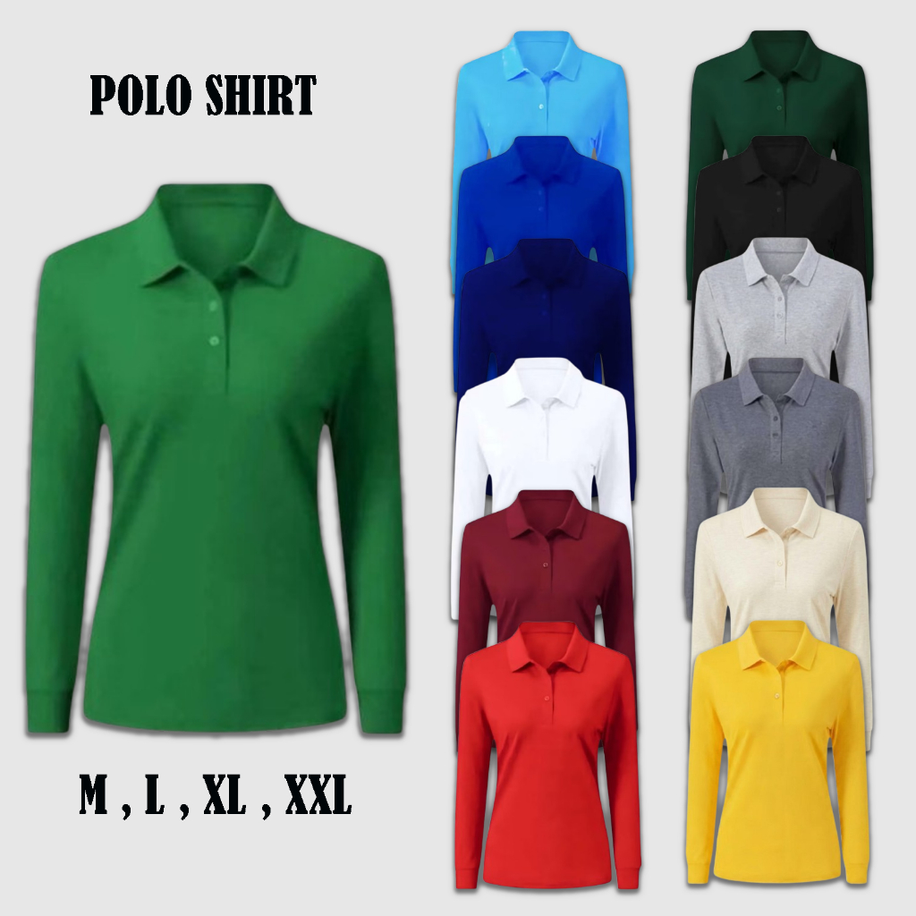Baju kaos polo lengan panjang / baju kaos polo pria dan wanita / baju kaos kerah lengan panjang / ba