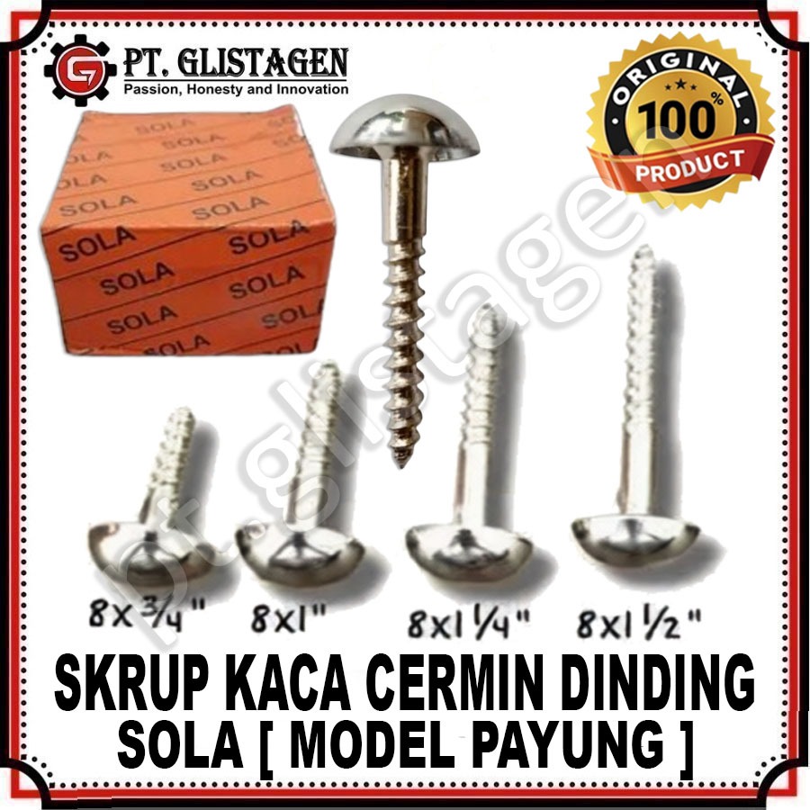 SOLA Skrup Kaca Sekrup Tutup Wood Screw Cermin Payung Baut Sekrup Kaca Cermin Dinding Skrup Kaca