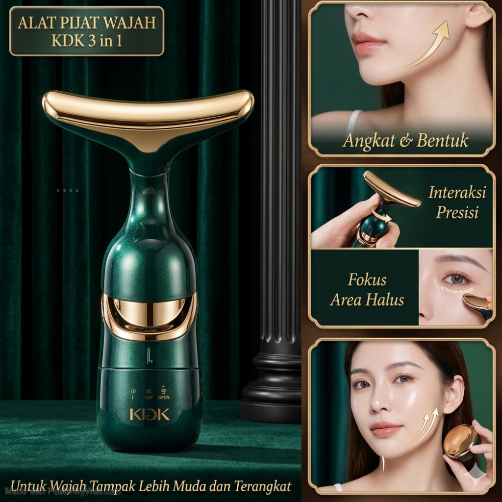 [ASLI] Alat Pengencang Wajah KDK 3 in 1 Setrika Wajah Alat Pijat Wajah Getar Hasil Nyata