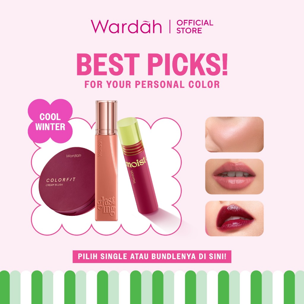 [PCA: COOL WINTER] WARDAH Your Cool Winter Packlist Cream Blush - Moist Dew Tint - Glasting Liquid L