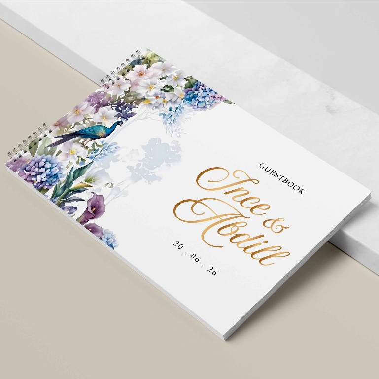 BUKU TAMU PERNIKAHAN HARD COVER DESIGN TEMPLATE JILID SPIRAL CETAK FULL COLOUR