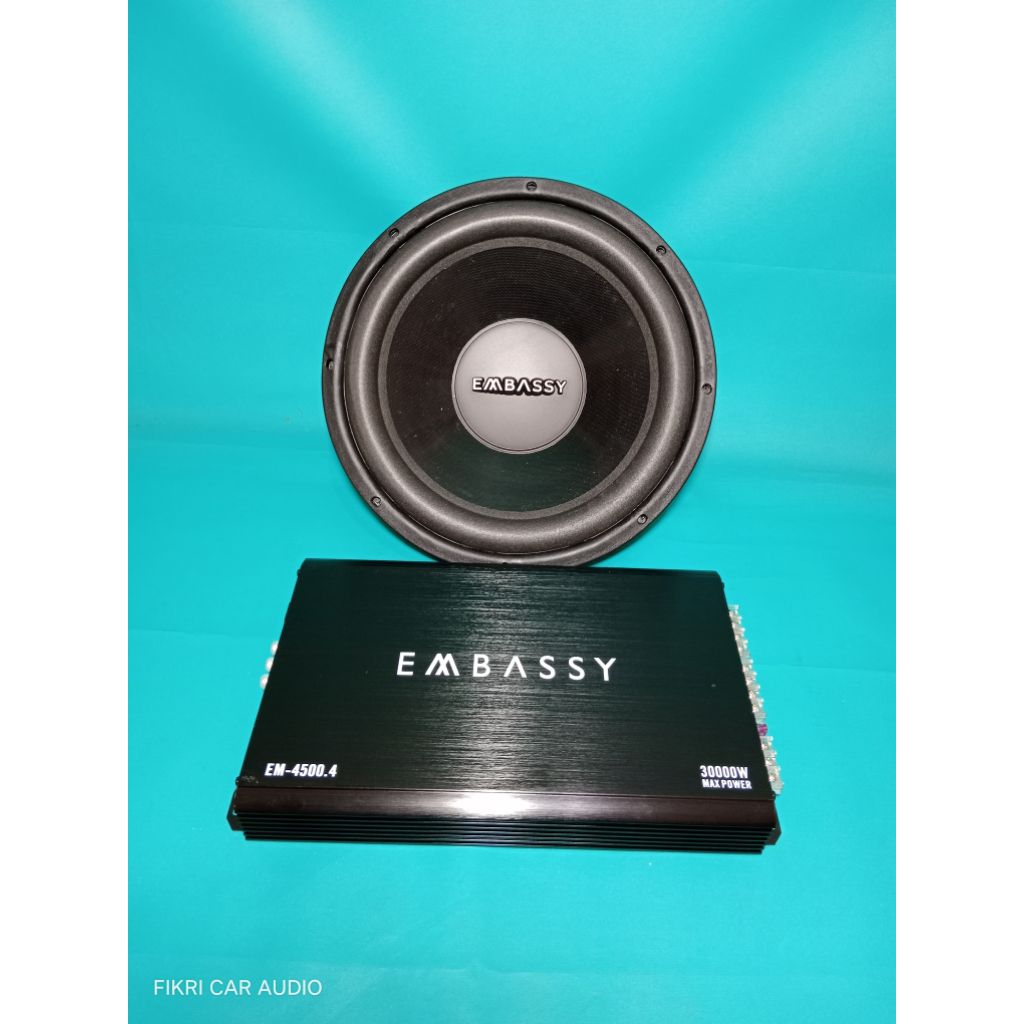 Power EMBASSY seri EM-4500.4 4Channel 30000Watt & Subwoofer EMBASSY seri ES-1276J Audio Mobil