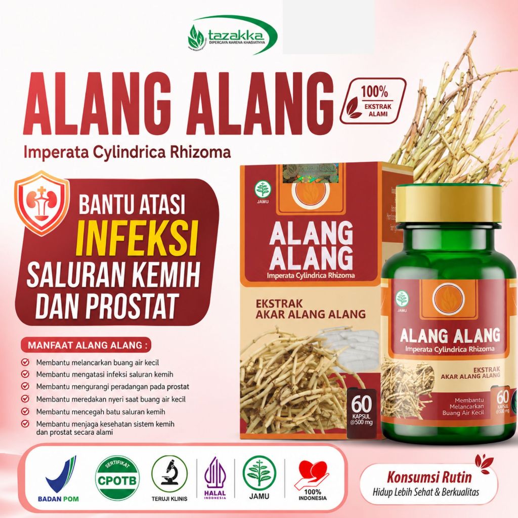 Obat Herbal Cina Untuk Membantu Meredakan Sering Kencing Prostat ISK Kapsul Alang Alang sudah BPOM