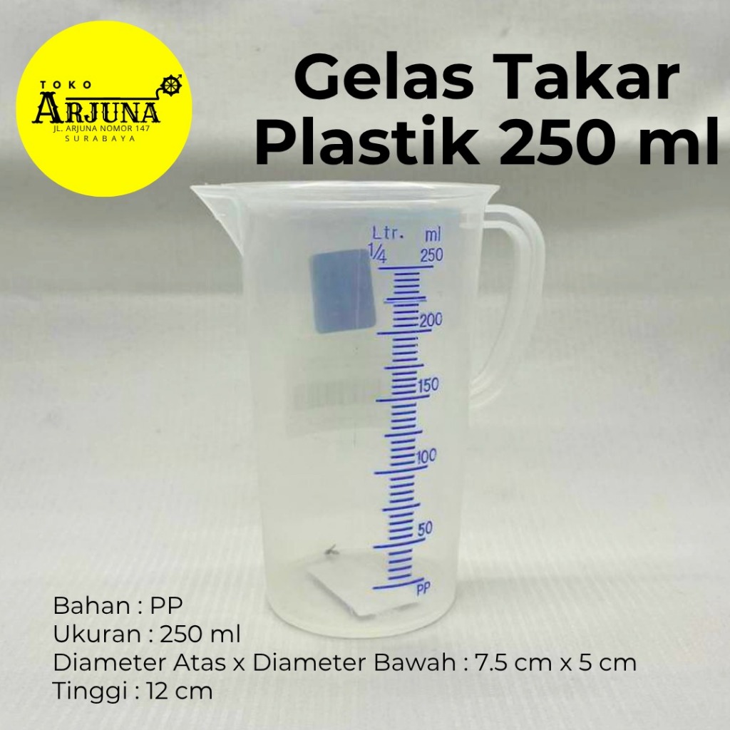 Gelas Ukur Plastik 250ml / Gelas Takar 250ml Bening / Gelas Takar Plastik 250ml Bahan PP Tebal - Mea