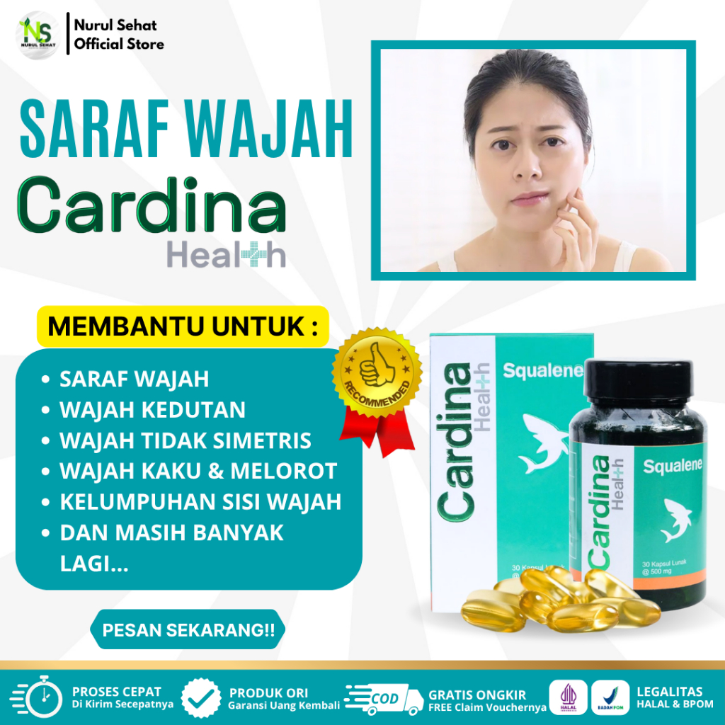 Cardina Saraf Wajah, Wajah Kedutan, Wajah Tidak Simetris, Wajah Kaku & Melorot Sudah Halal & Bpom