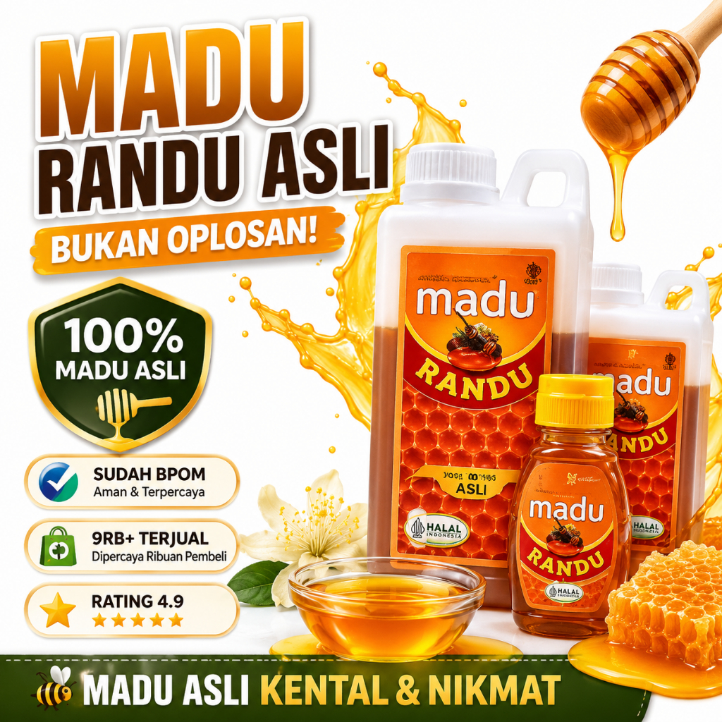 Madu Randu Asli 1kg Mabruk | Madu Murni Antioksidan | Sudah BPOM & Halal