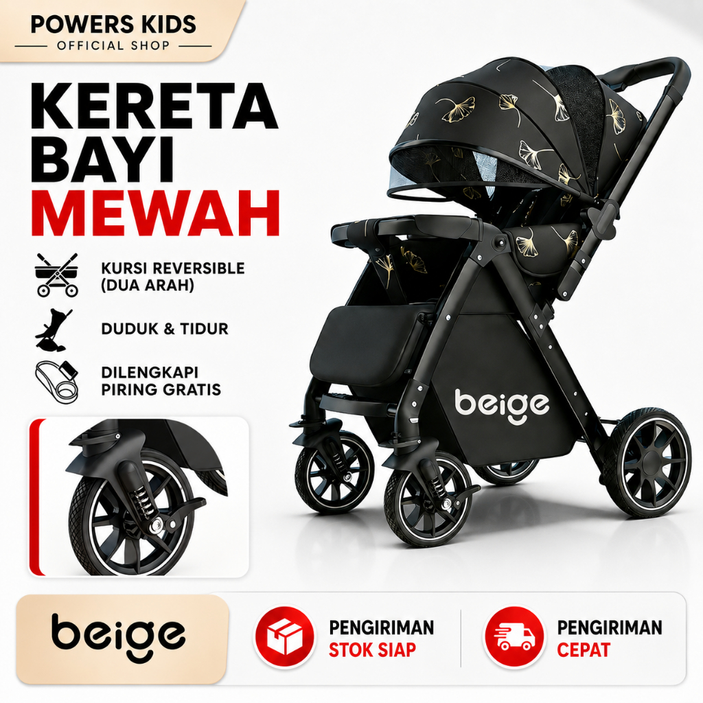 Garansi Seumur Hidup-Stroller Baby Lipat Ringan Travelling Troli Bayi Cabin Size Stroller Bayi 2 Ara