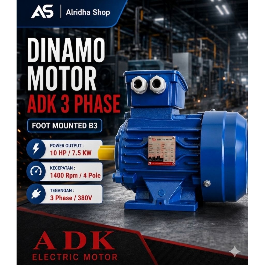 ADK 10 HP 3 Phase 1400 Rpm Dinamo Elektro Motor ADK 10HP 380V Dinamo Penggerak Mesin