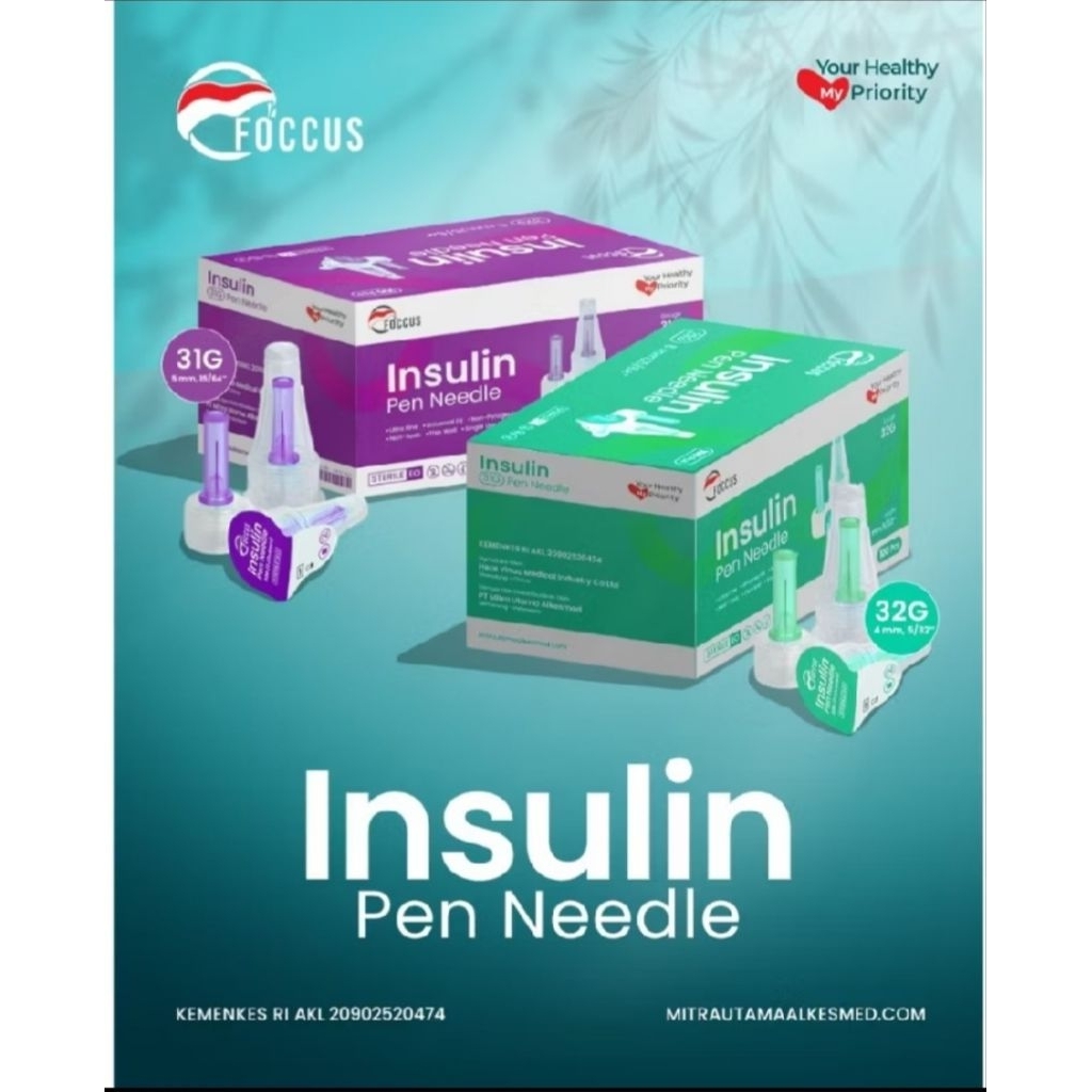 ECER - FOCCUS JARUM INSULIN 4MM - INSULIN PEN NEEDLE 32G  PEN NEEDLE 5MMX31G