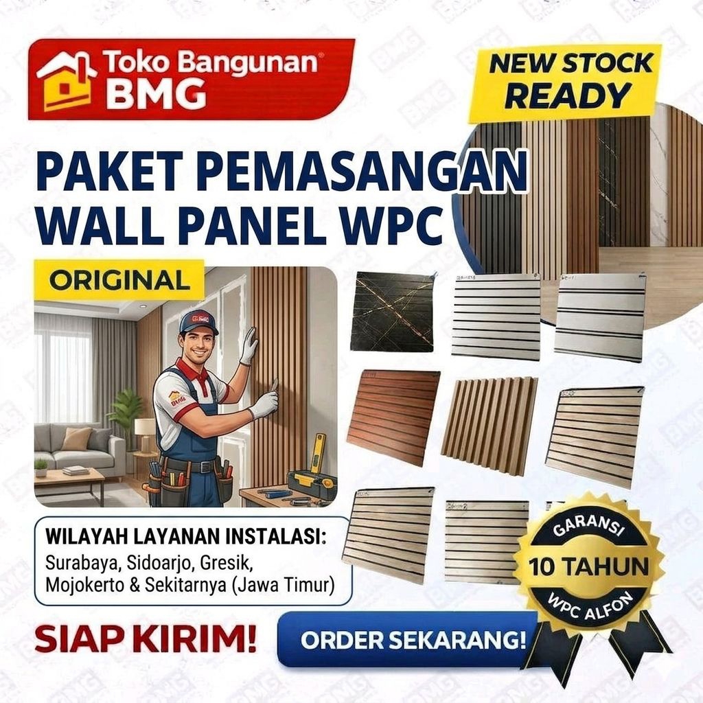 PAKET TERIMA BERES Wall Panel WPC Alfon + Jasa Pemasangan Profesional - Sidoarjo Surabaya Gresik Moj