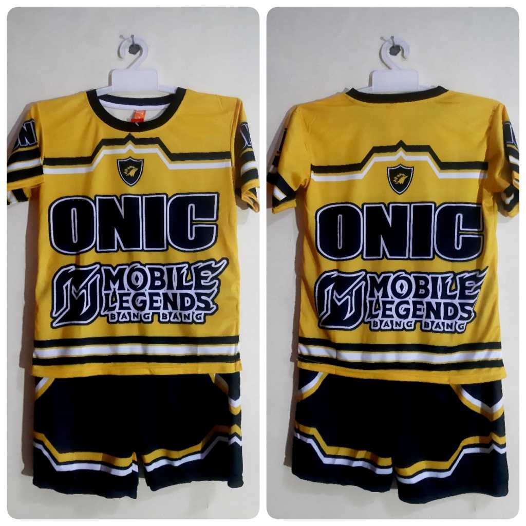 BAJU ONIC ESPORT 2024 ANAK | SETELAN KAOS ANAK MOTIF CALCA ANGELICAL YELLOW DAN CELANA ANAK FF | CEL