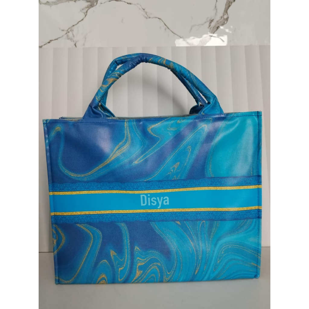 Tas Wanita Jinjing Sierra Oscar Bag Gold Tali Tenteng Printing Diamond Size XL Cetak Nama (Disya)