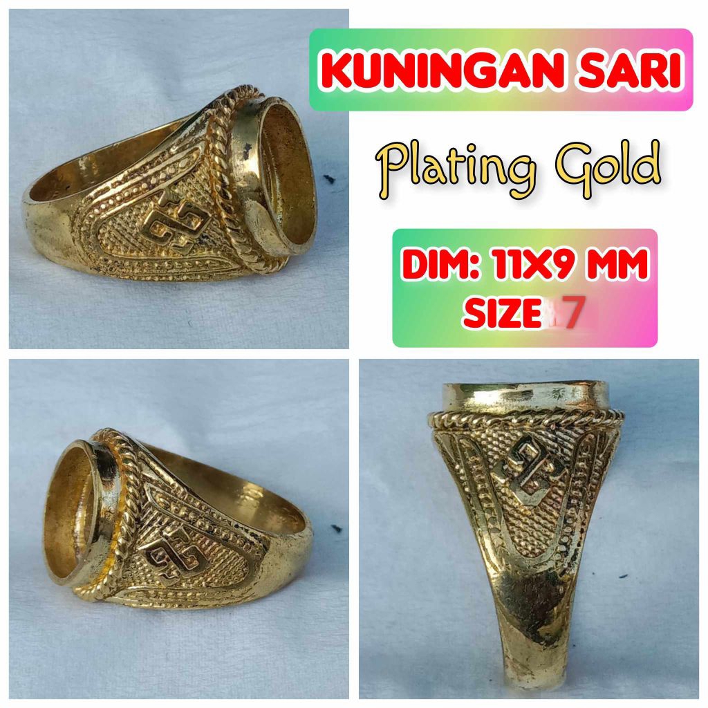 ring emban batu akik dan permata kuningan.40