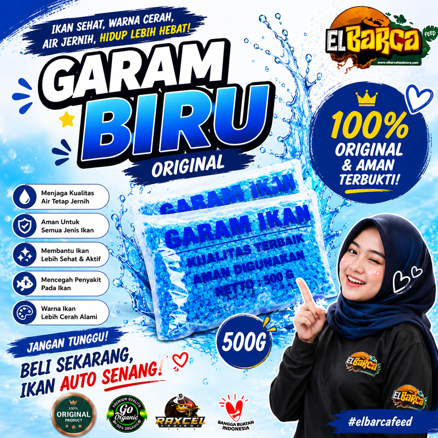 Obat Ikan GARAM BIRU Penjernih air alami, Anti Jamur Obat penyakit ikan hias Cupang Koi koki dll