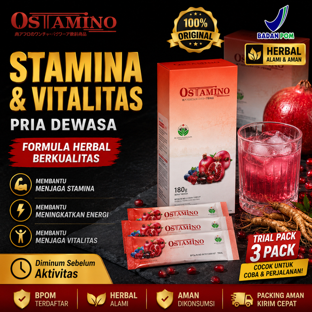 OSTAMINO Herbal Stamina Pria Original BPOM Minuman Energi Vitalitas Lelaki Dewasa