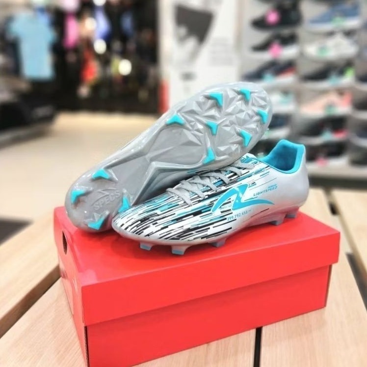 Sepatu Bola Specs Accelerator Lightspeed Reborn FG Silver Aqua FG