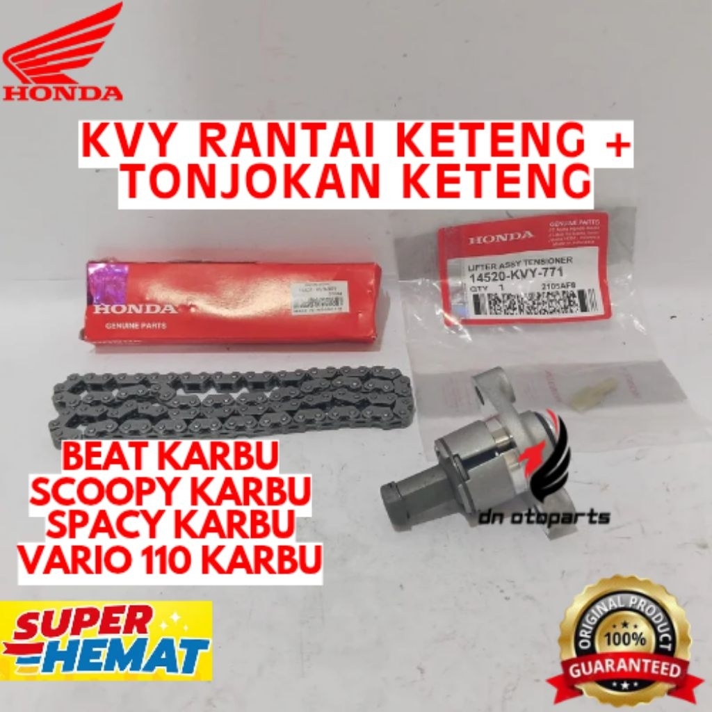 RANTAI KETENG + TONJOKAN KETENG ORIGINAL HONDA KODE KVY, RANTAI KETENG + TONJOKAN KETENG BEAT KARBU,