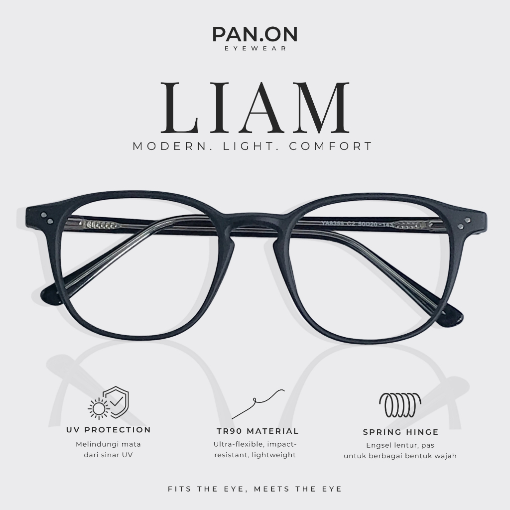 PAN.ON Eyewear • Liam • Frame Kacamata Square Wayfarer Pria Wanita