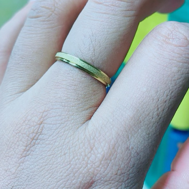 Cincin Titanium Wanita Pria Polos Geliter Pasir Kecil Tipis