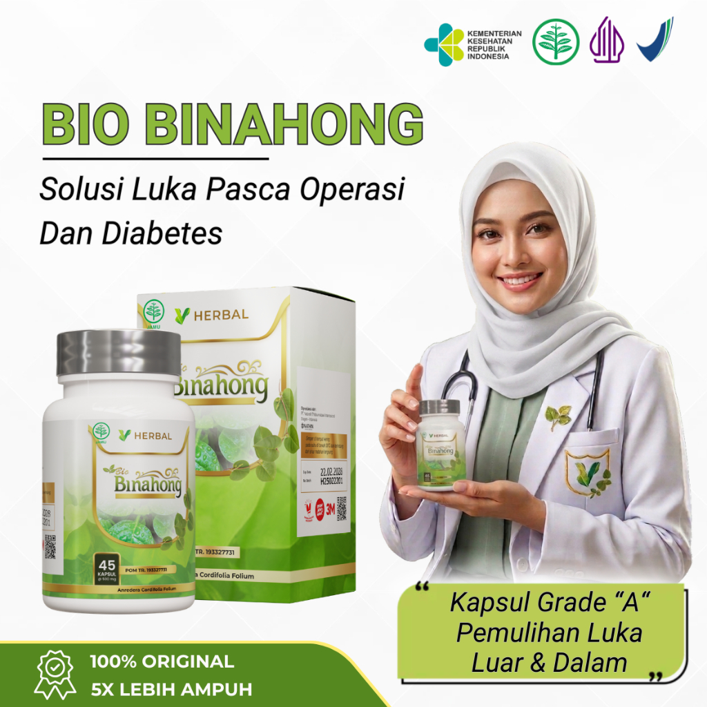 Bio Binahong Premium Kapsul Pengering Luka Operasi, Caesar, & Luka Bakar - Obat Anti Radang & Nyeri
