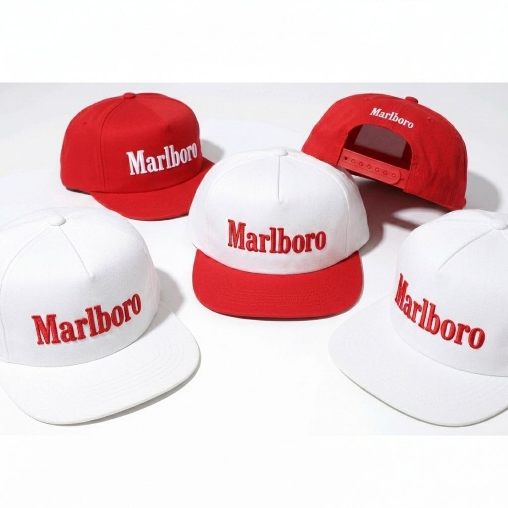  #TopiMarlboro #GayaRetro #AksesorisKeren #TopiSnapback #GayaSantai #FULL PUTIH FREE STIKER MARLBORO