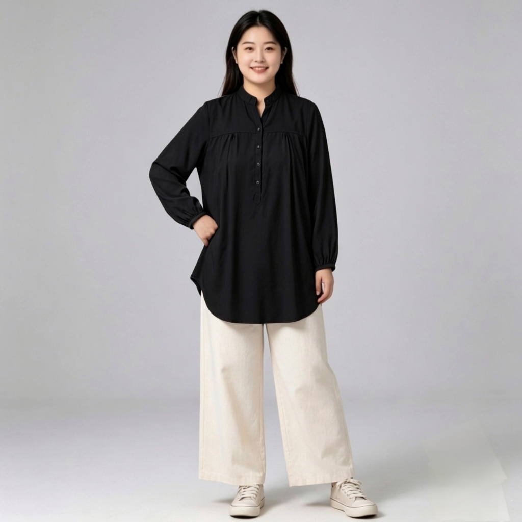 Sakinah Blus Rayon Viscose Jumbo Wanita Lengan Panjang Nyaman dan Adem