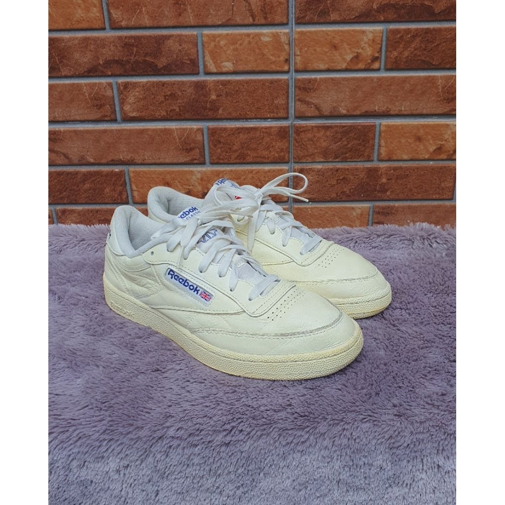 Sepatu Reebok C85 Leather Cream Size 43 Chalk Classic Cobalt