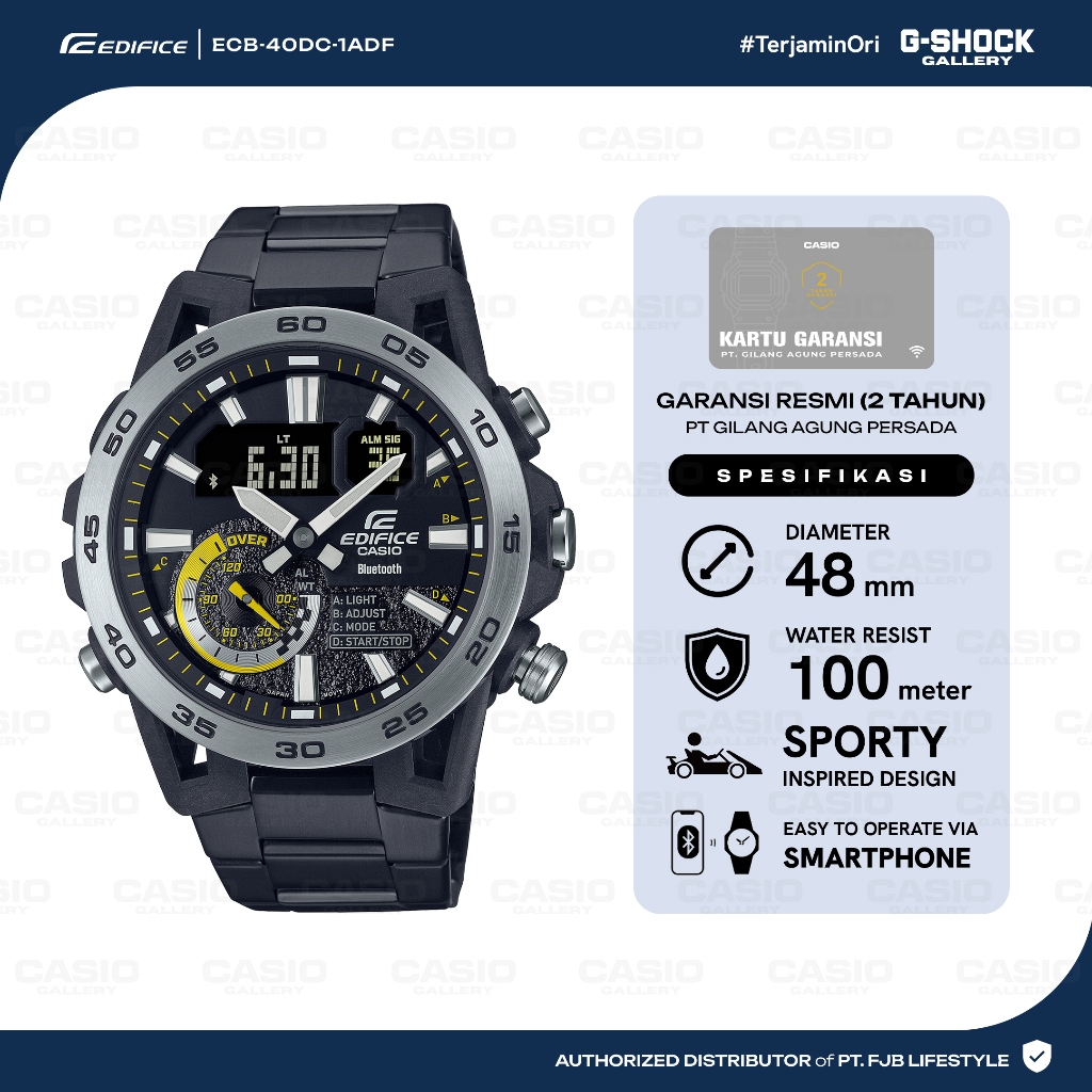 Casio Jam Tangan Original Pria Edifice ECB-40DC-1ADF Analog Digital