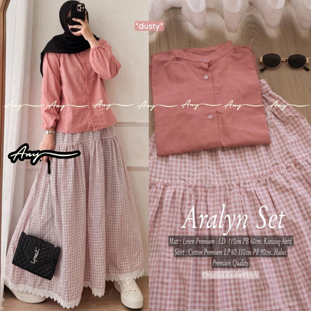 Aralyn AJENG set A. N. Y oneset rok full motif cantik super kekinian elegan simpel