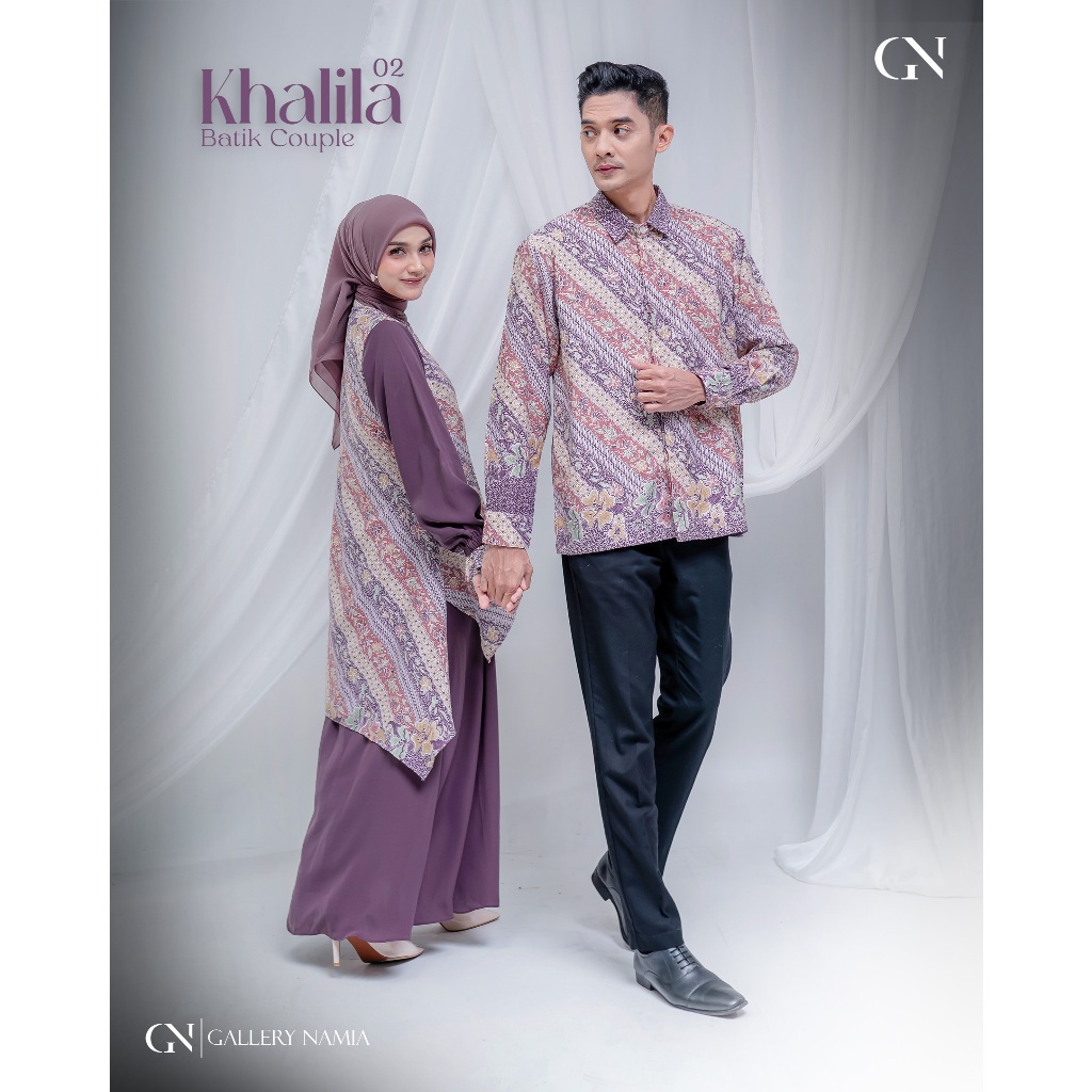 GALLERY NAMIA – Khalila Batik Couple Set Gamis & Kemeja Katun Dolby Premium | Batik Couple Elegan Mo