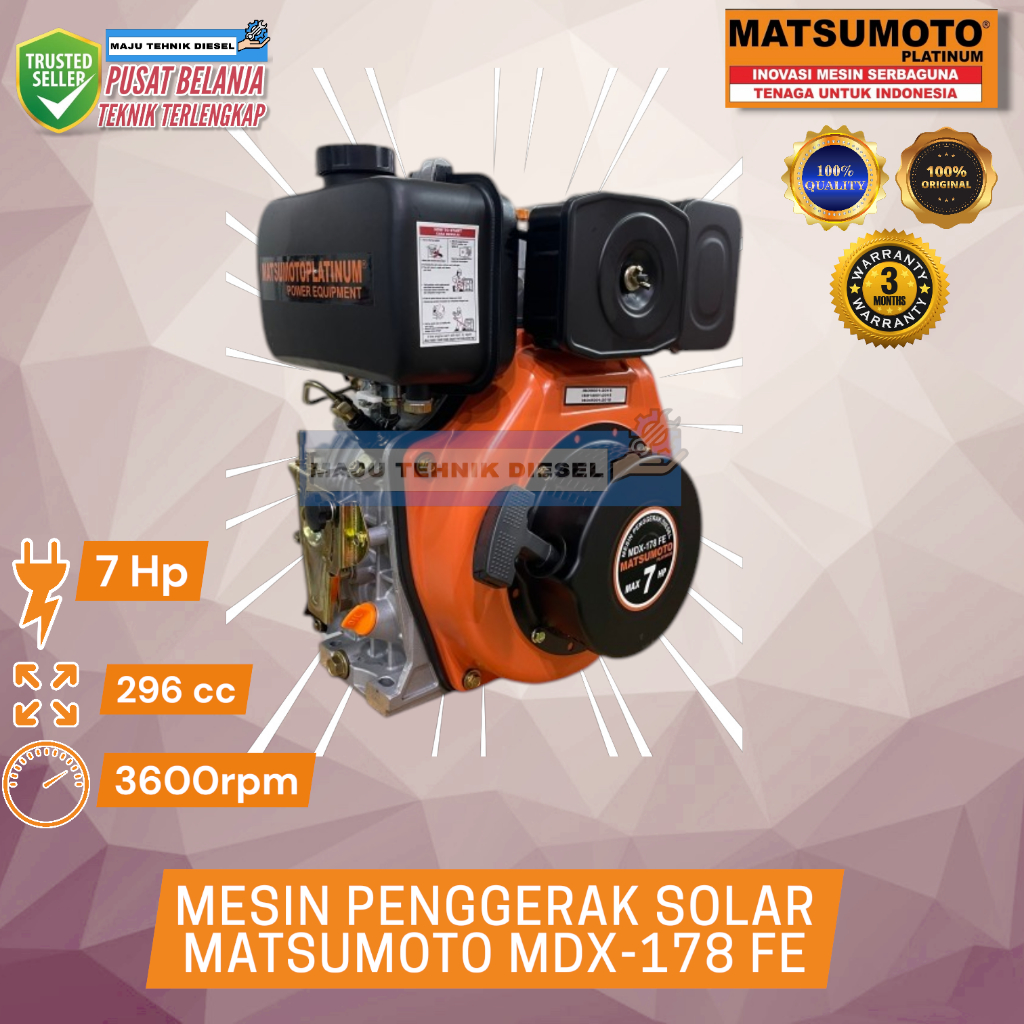 Mesin Penggerak Solar Diesel Serba Guna 7Hp MATSUMOTO MDX 178 FE PUTARAN LAMBAT