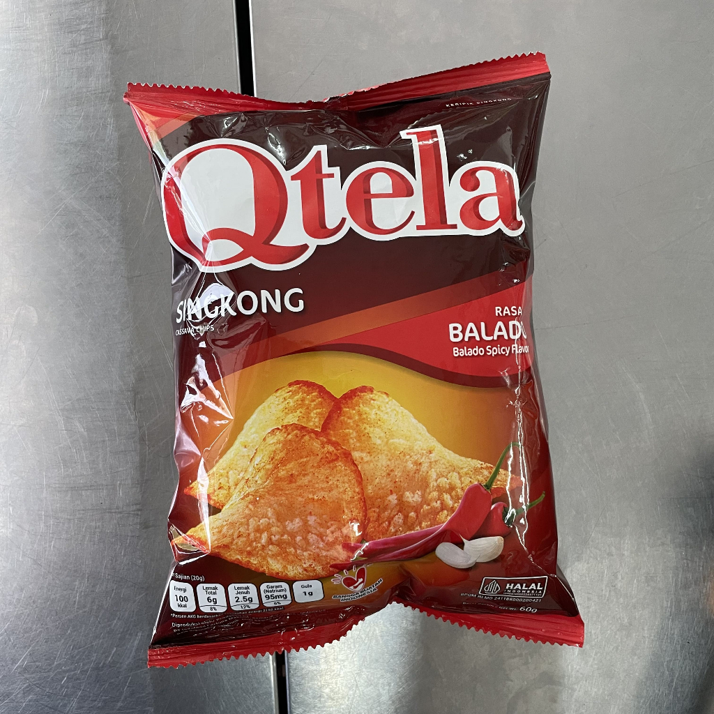 QTELA KERIPIK SINGKONG RASA BALADO 60 gr | CASSAVA CHIPS BALADO SPICY FLAVOR