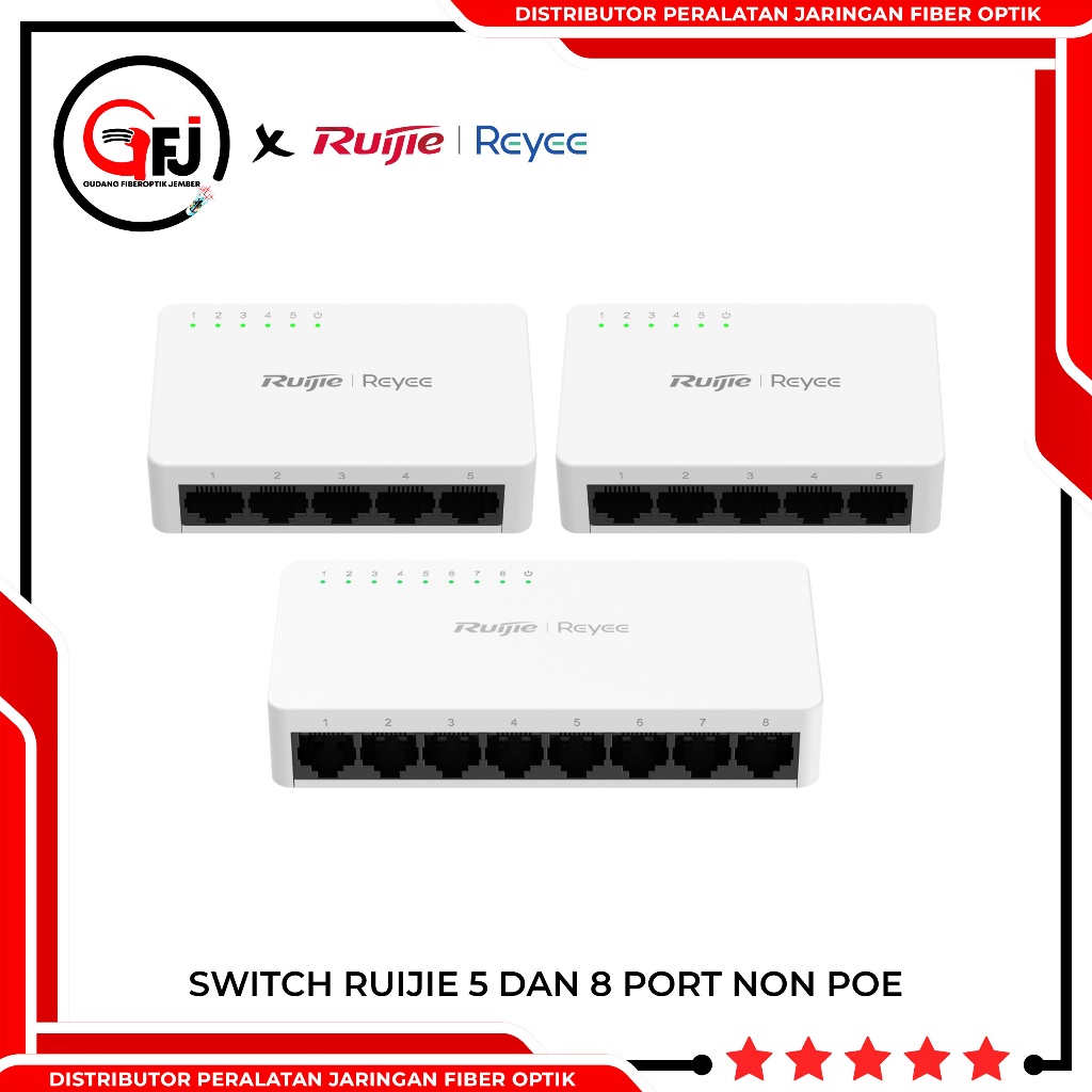 SWITCH RUIJIE 5 DAN 8 PORT NON POE ORIGINAL